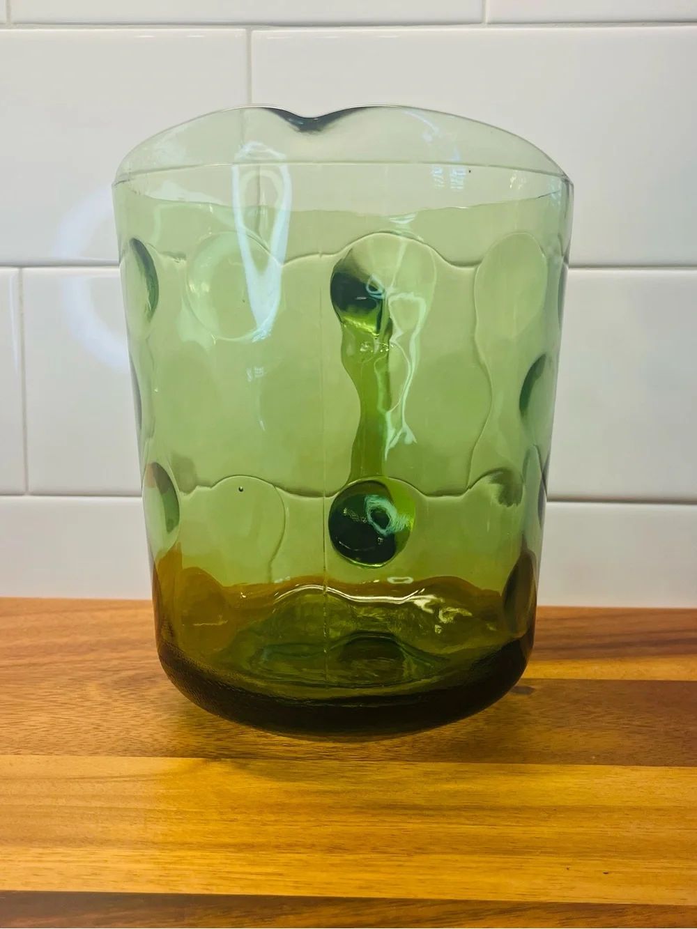 Hazel Atlas Eldorado Pitcher Avocado Green Glass Mid-Century Modern